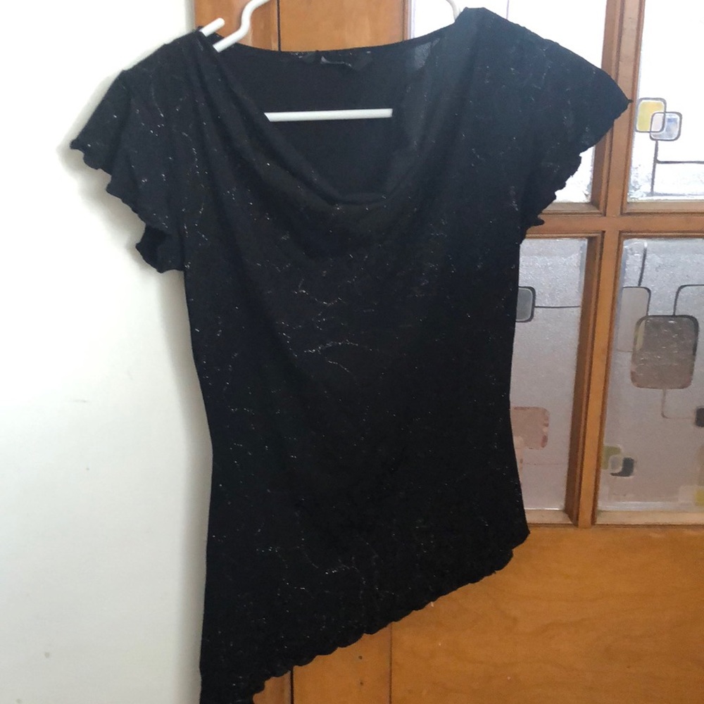 Beautiful cut black blouse with sparkles